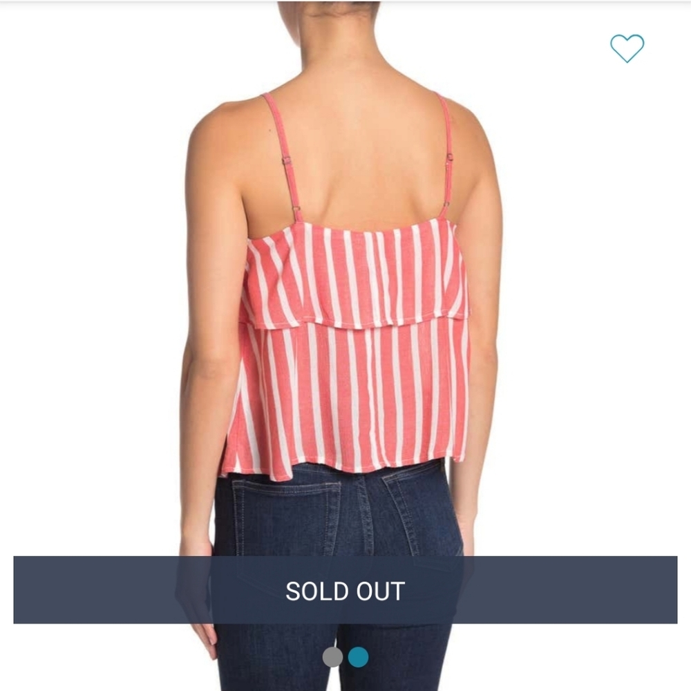 Abound NWT tiered tank top, coral and white, small - Picture 6 of 8